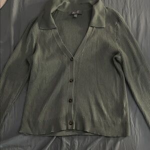 Alia Sage Green Ribbed Cardigan